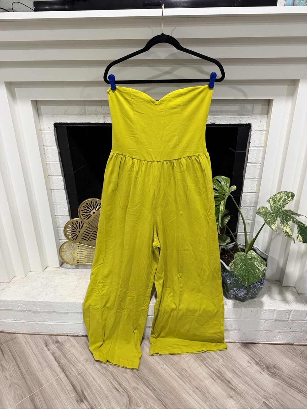 ASOS Strapless Wide-Leg Jumpsuit in Chartreuse Yellow-Green